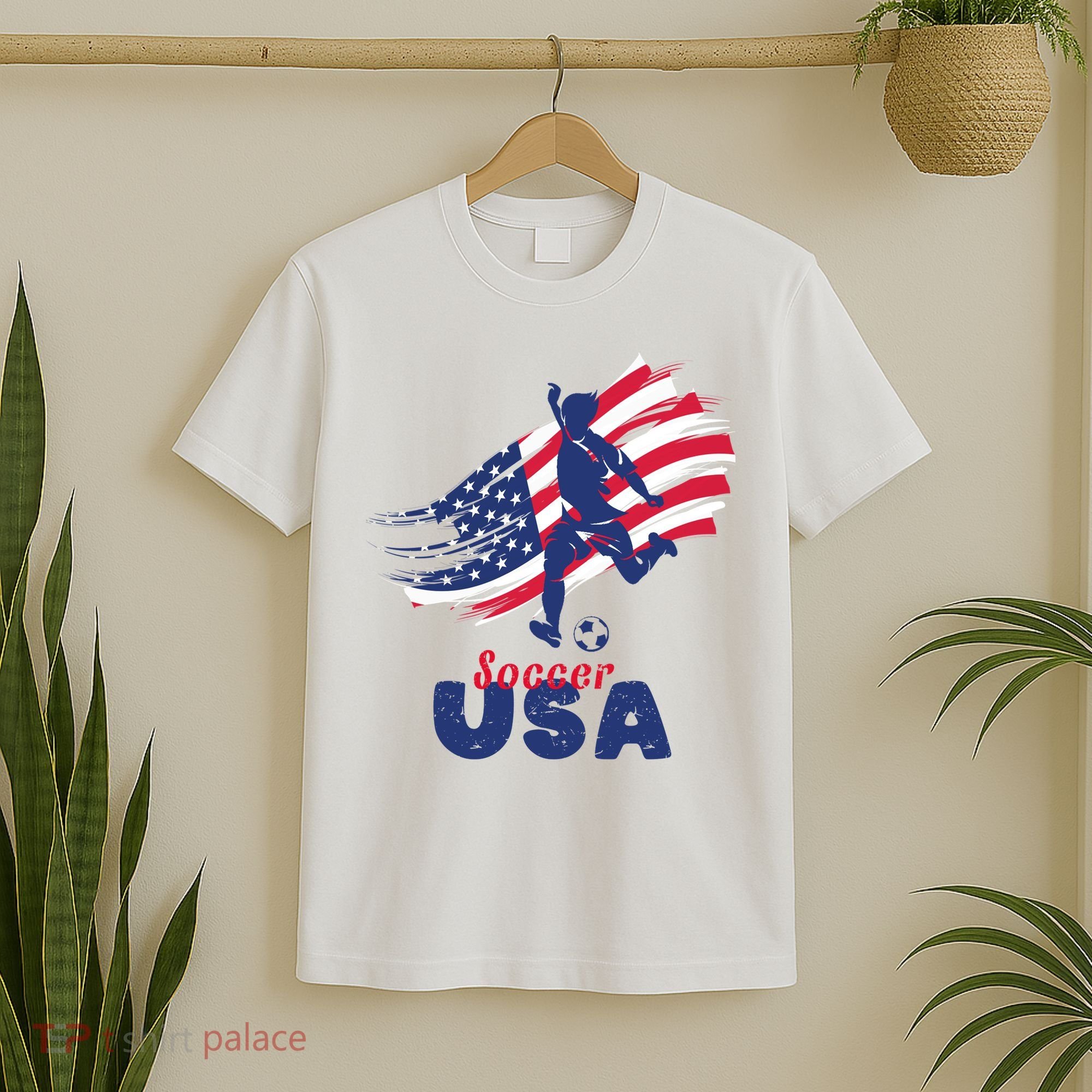 USA Soccer Lovers, Player The Team Shirt Soccer USA Flag T-Shirt