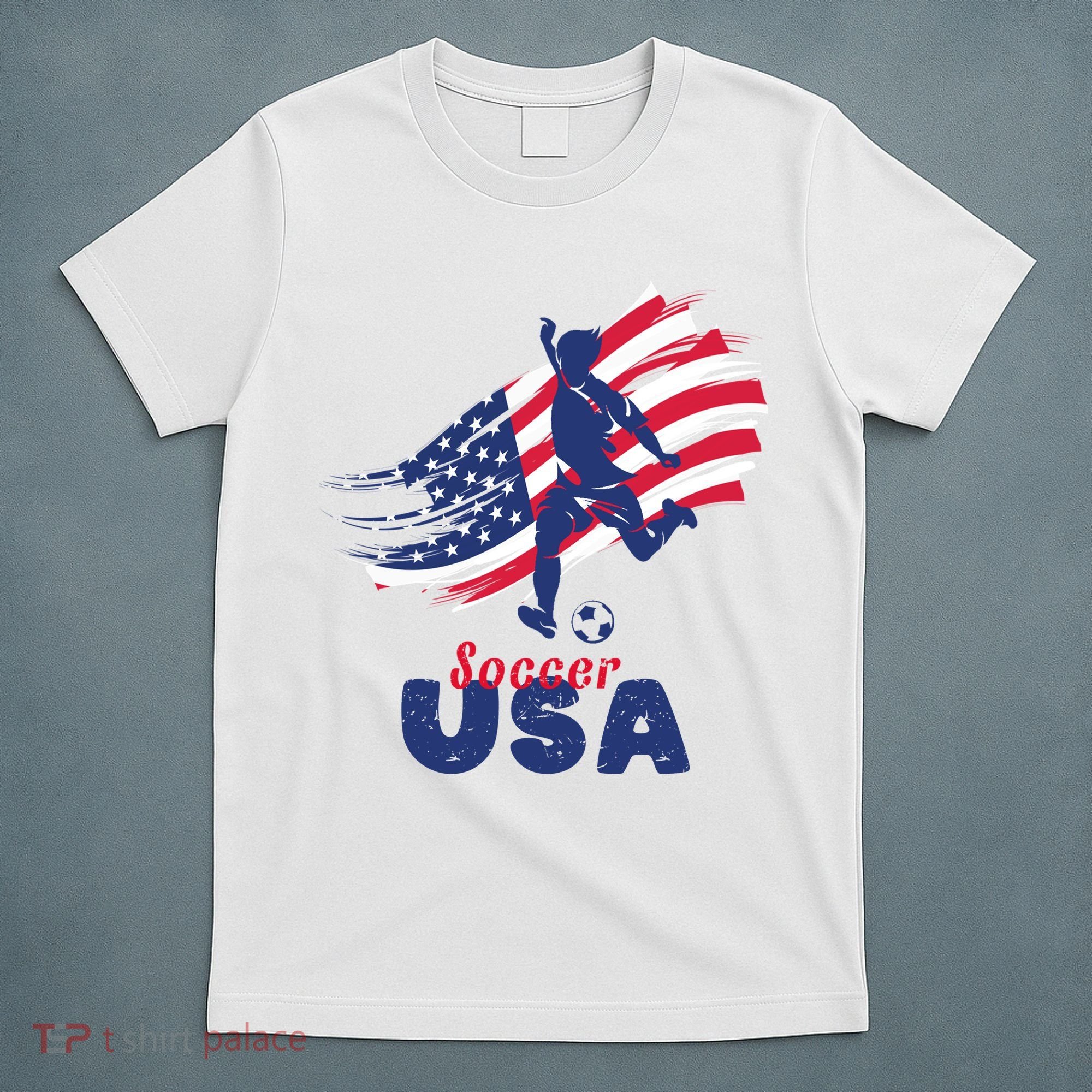 USA Soccer Lovers, Player The Team Shirt Soccer USA Flag T-Shirt