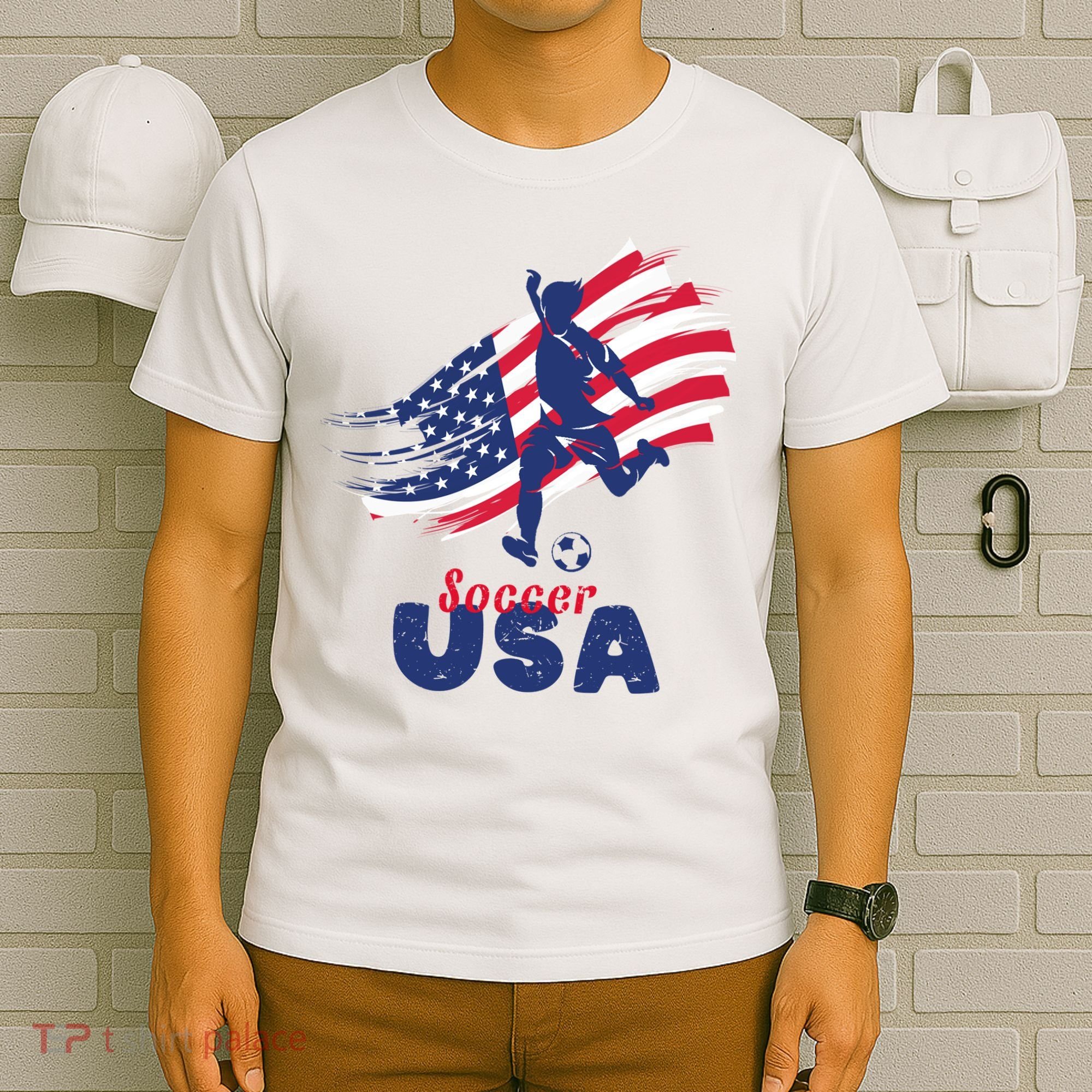 USA Soccer Lovers, Player The Team Shirt Soccer USA Flag T-Shirt