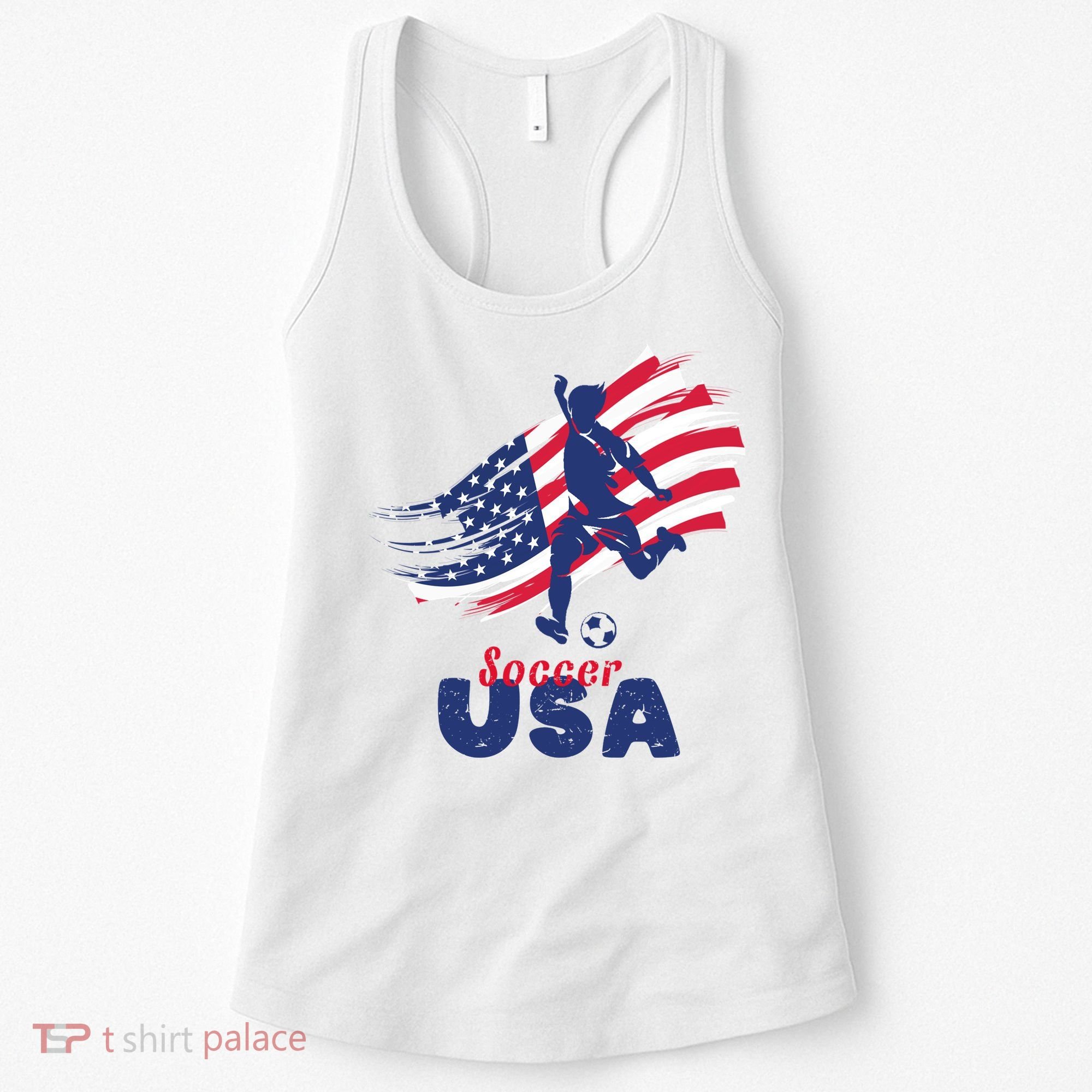 USA Soccer Lovers, Player The Team Shirt Soccer USA Flag Women's Tank Top