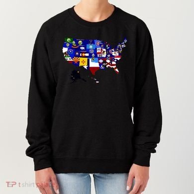 United States Map With Embeded Flags Women's Sweatshirt