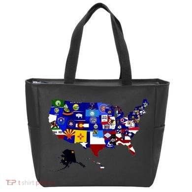 United States Map With Embeded Flags Tote Bag