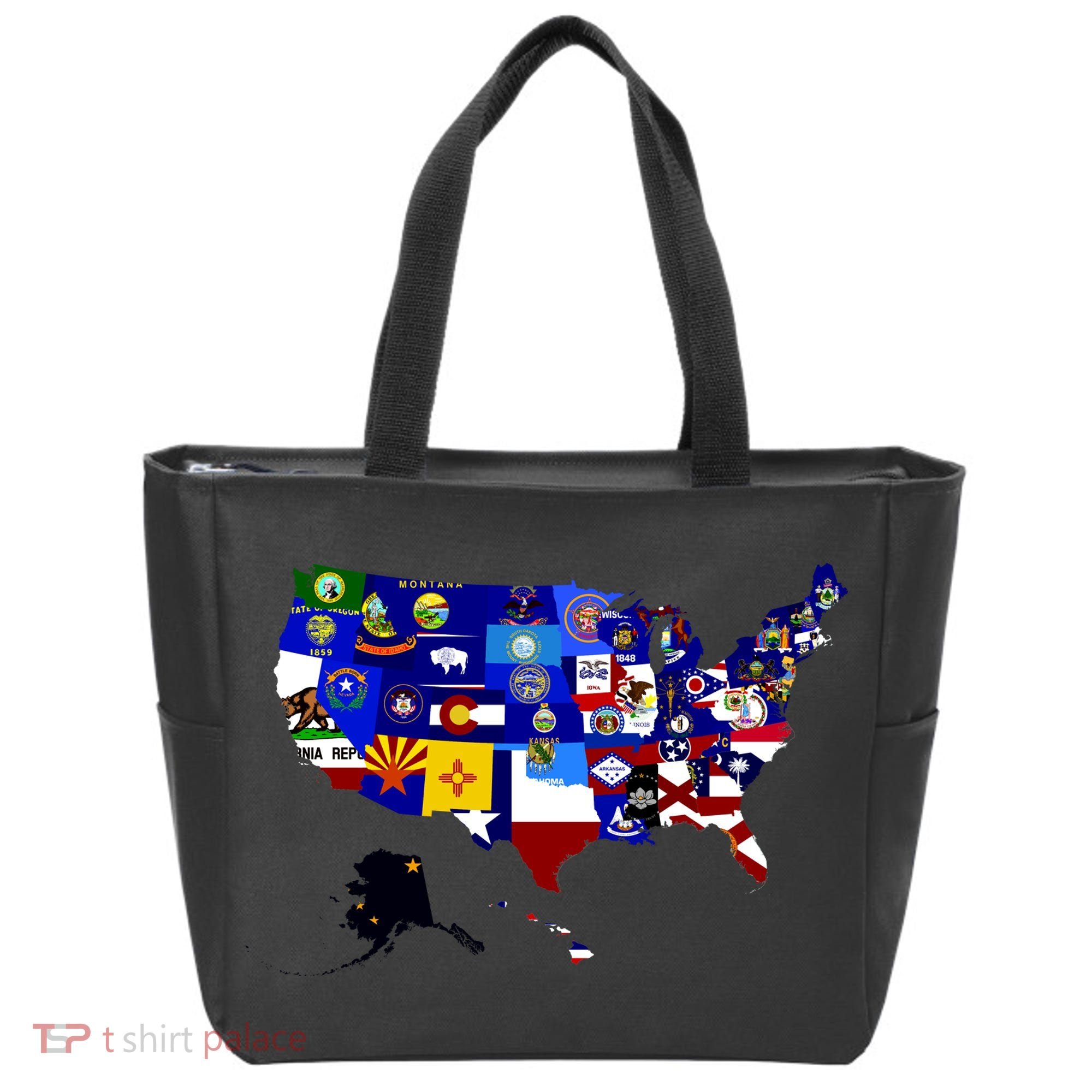 United States Map With Embeded Flags Tote Bag