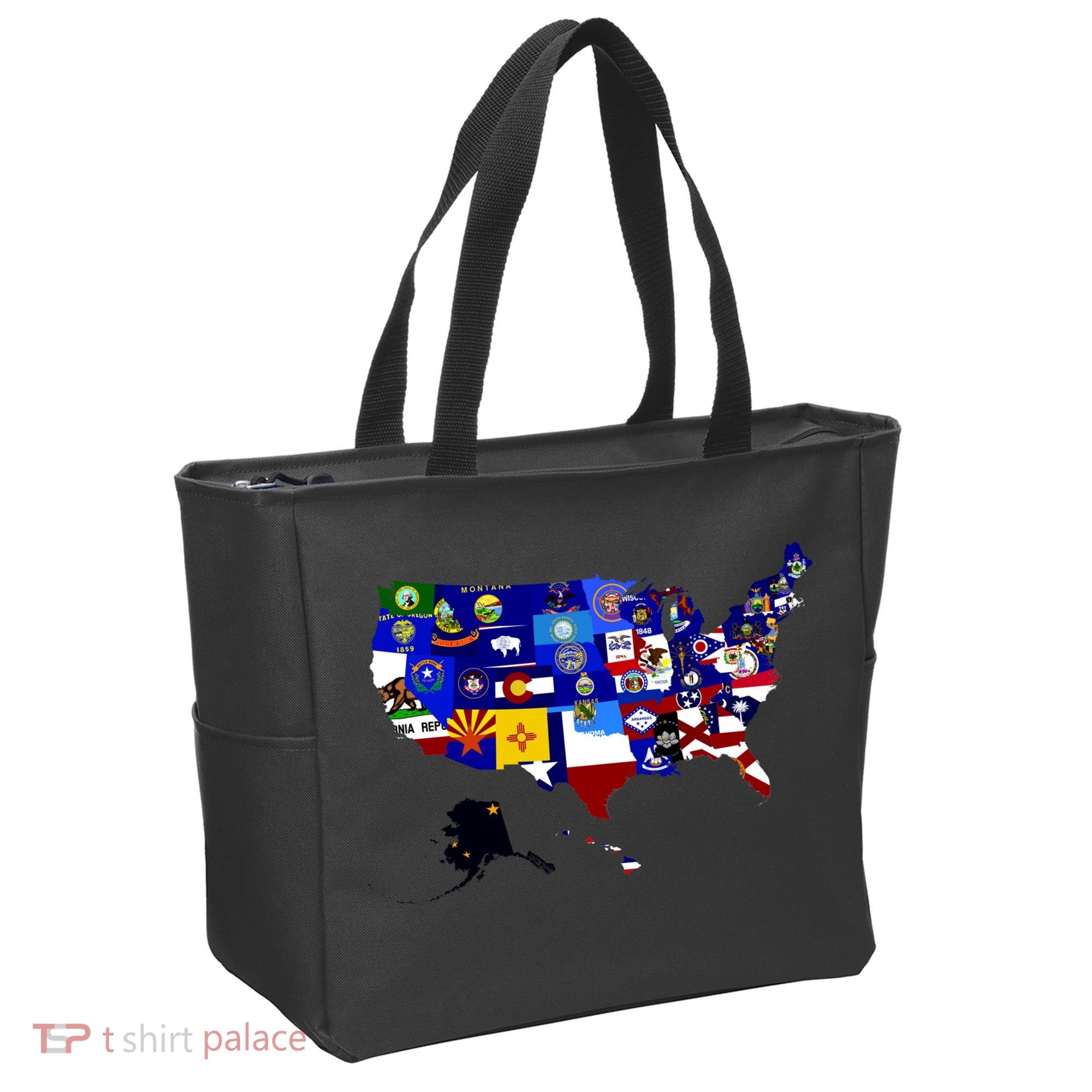 United States Map With Embeded Flags Tote Bag