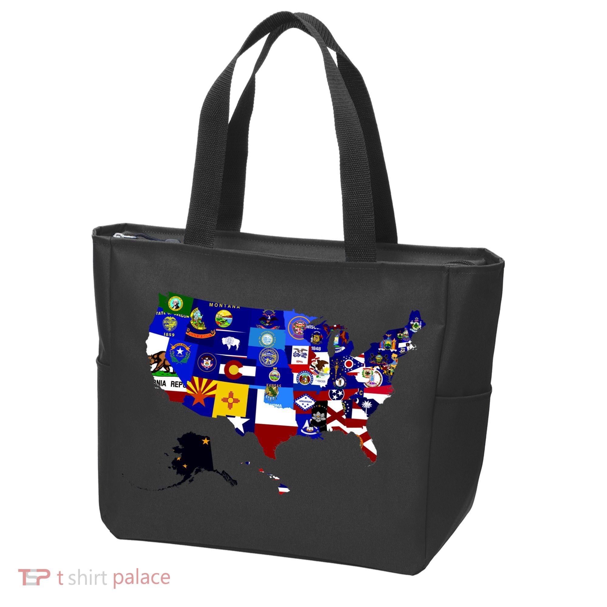 United States Map With Embeded Flags Tote Bag