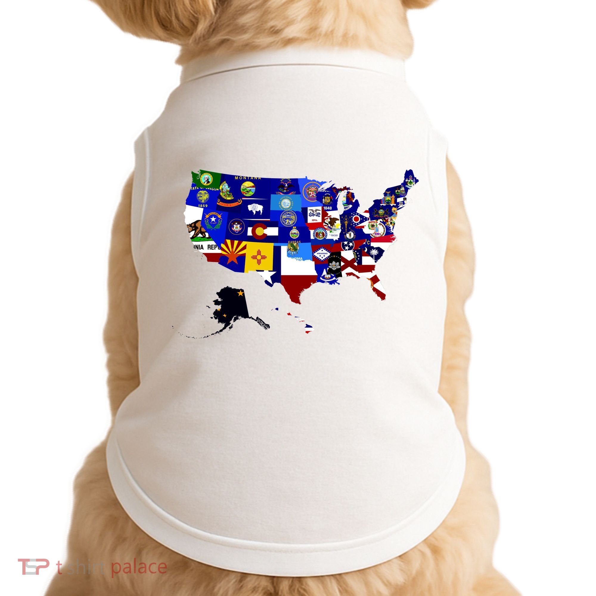 United States Map With Embeded Flags Doggie Tank