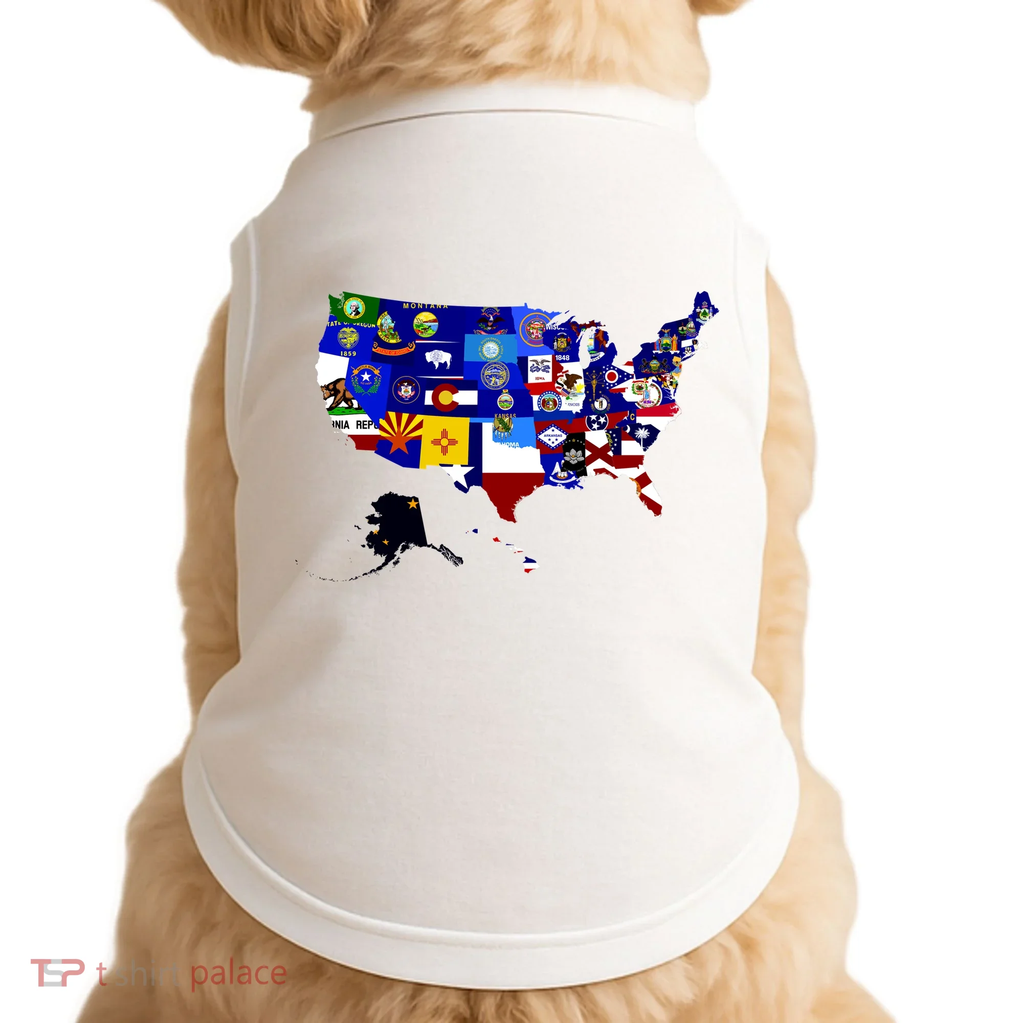 United States Map With Embeded Flags Doggie Tank