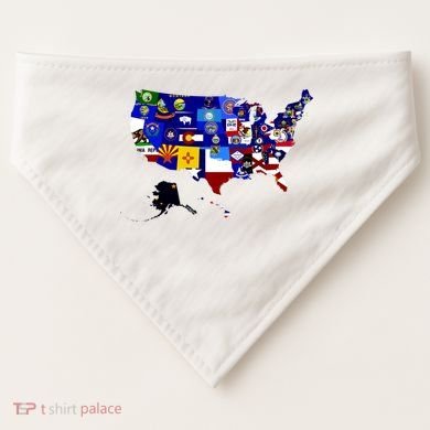 United States Map With Embeded Flags USA-Made Doggie Bandana