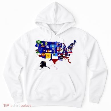 United States Map With Embeded Flags Hoodie