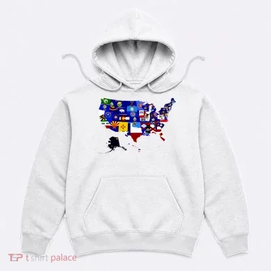 United States Map With Embeded Flags Hoodie