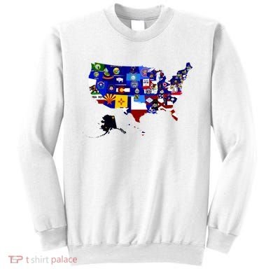 United States Map With Embeded Flags Sweatshirt