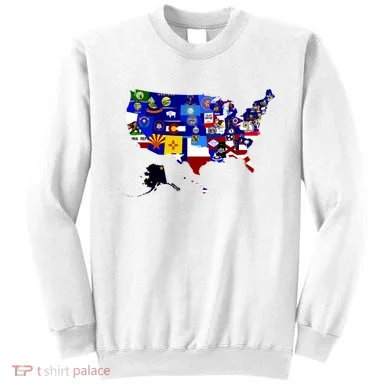 United States Map With Embeded Flags Sweatshirt