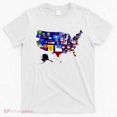 United States Map With Embeded Flags T-Shirt