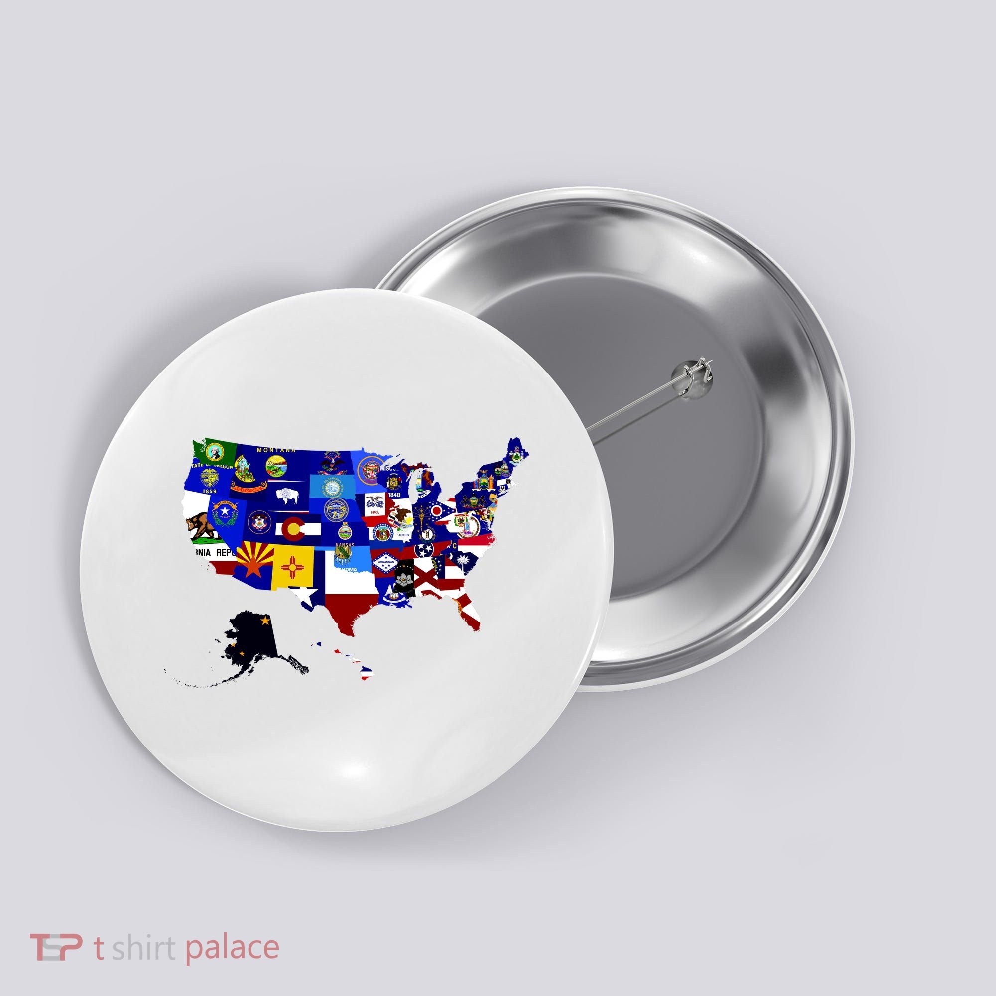 United States Map With Embeded Flags Button