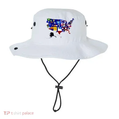 United States Map With Embeded Flags Bucket Hat