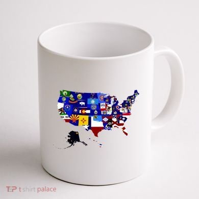 United States Map With Embeded Flags Coffee Mug back
