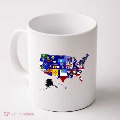 United States Map With Embeded Flags Coffee Mug