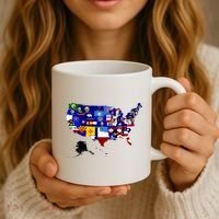 United States Map With Embeded Flags Coffee Mug thumb 3