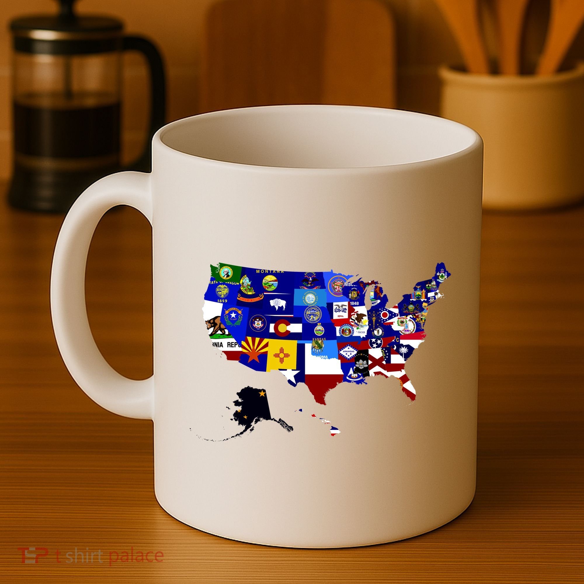 United States Map With Embeded Flags Coffee Mug