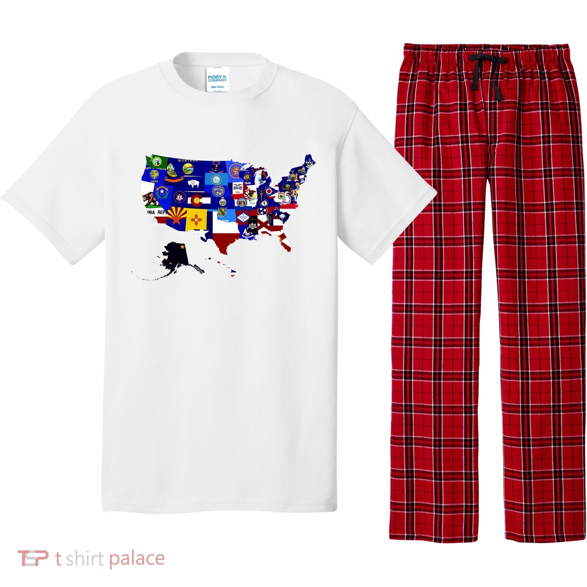 United States Map With Embeded Flags Pajama Set
