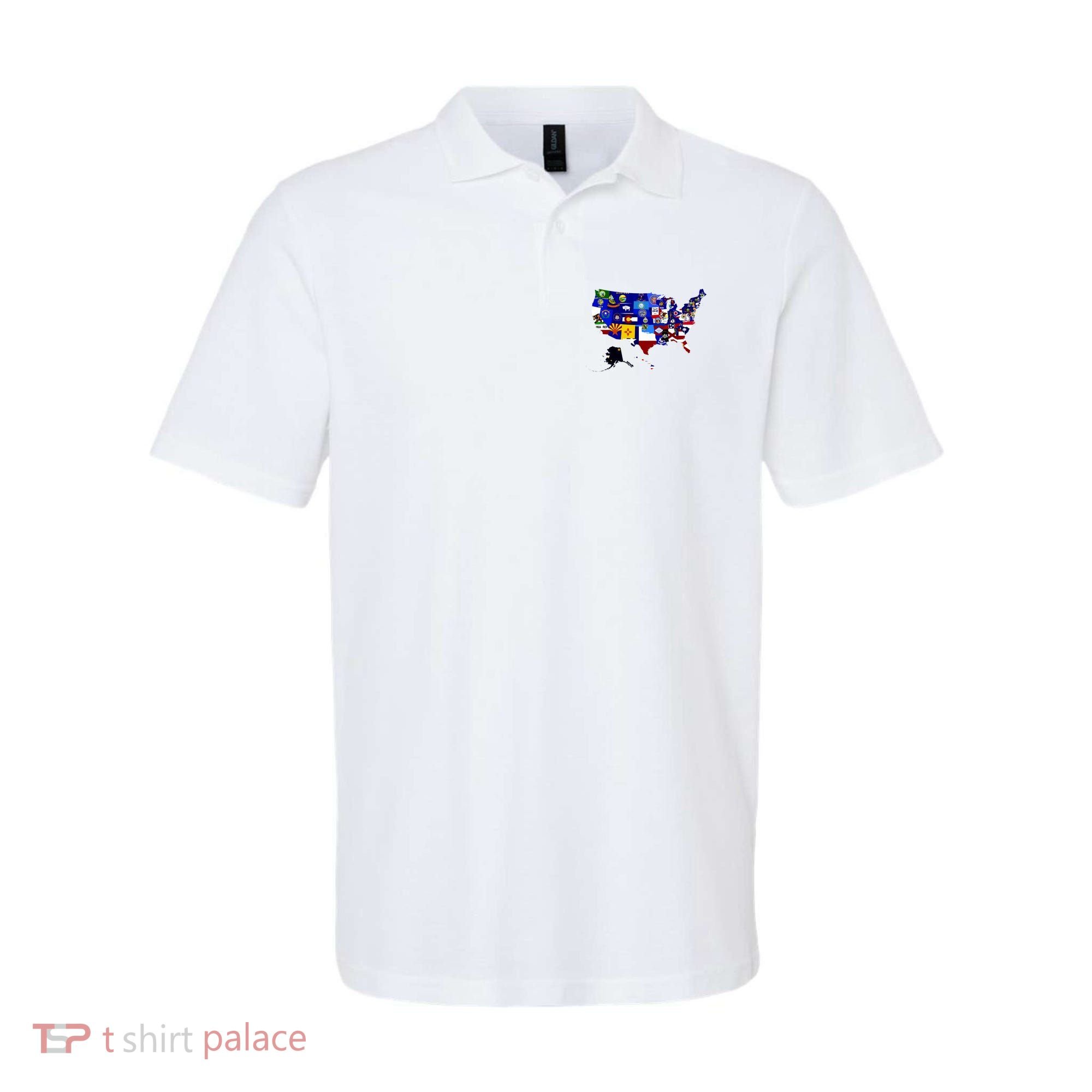 United States Map With Embeded Flags Polo
