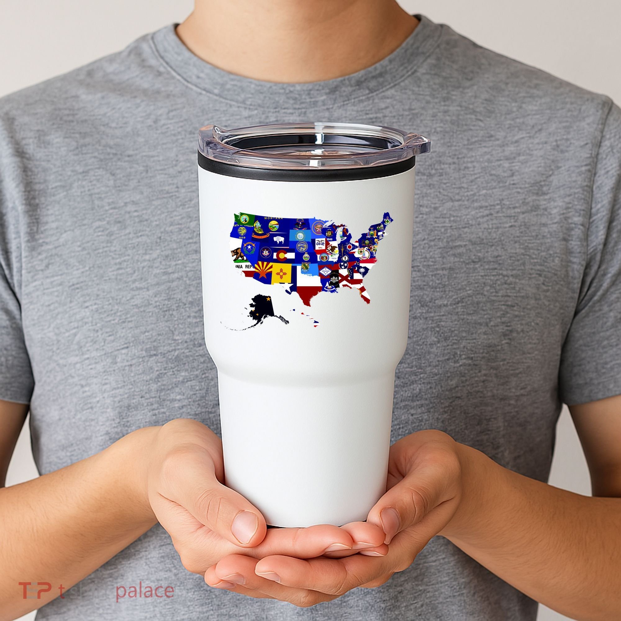 United States Map With Embeded Flags Tumbler