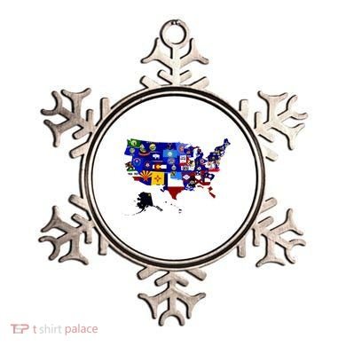 United States Map With Embeded Flags Ornament