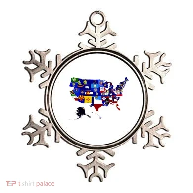 United States Map With Embeded Flags Ornament
