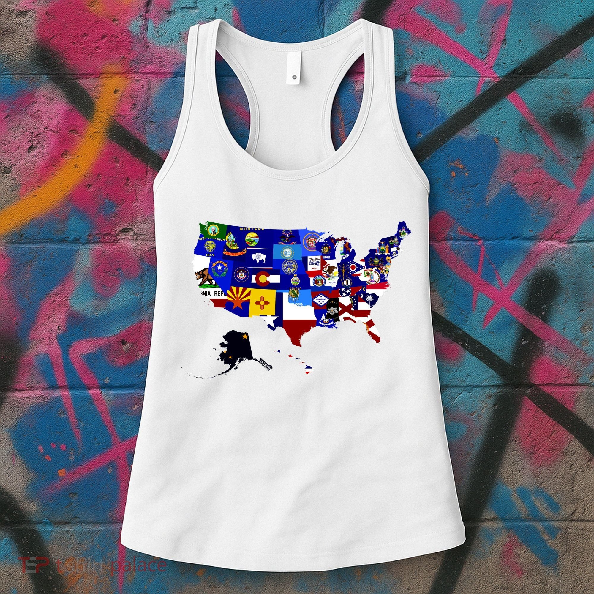United States Map With Embeded Flags Women's Tank Top