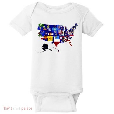 United States Map With Embeded Flags Baby Bodysuit