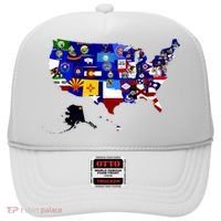United States Map With Embeded Flags Hat thumb 0
