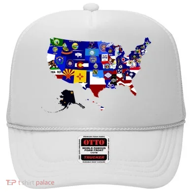 United States Map With Embeded Flags Hat