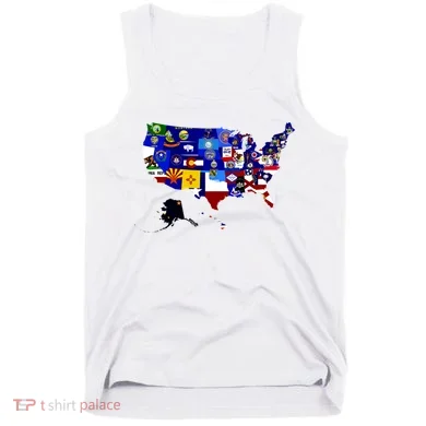 United States Map With Embeded Flags Tank Top