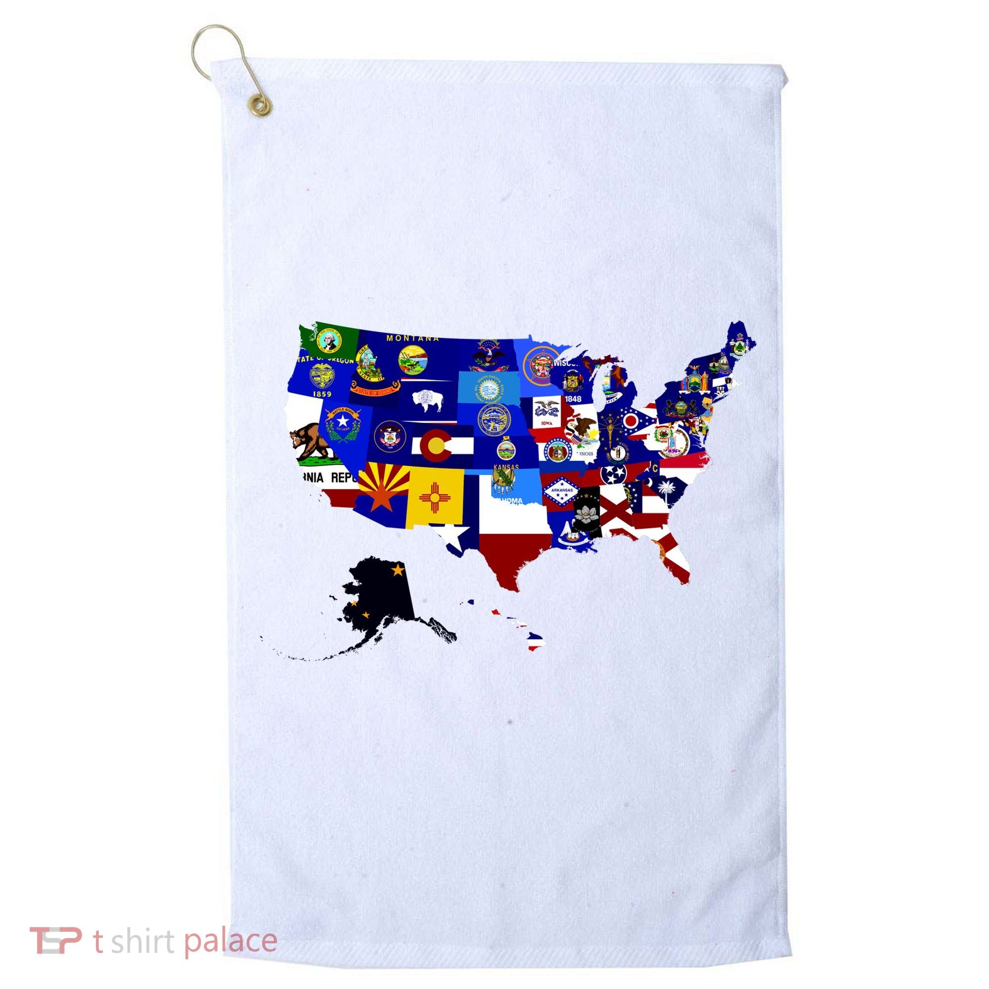 United States Map With Embeded Flags Golf Towel
