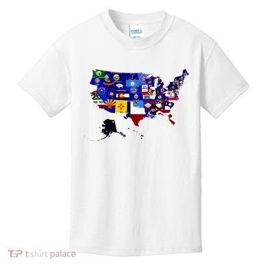 United States Map With Embeded Flags Kids T-Shirt