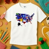 United States Map With Embeded Flags Kids T-Shirt thumb 3