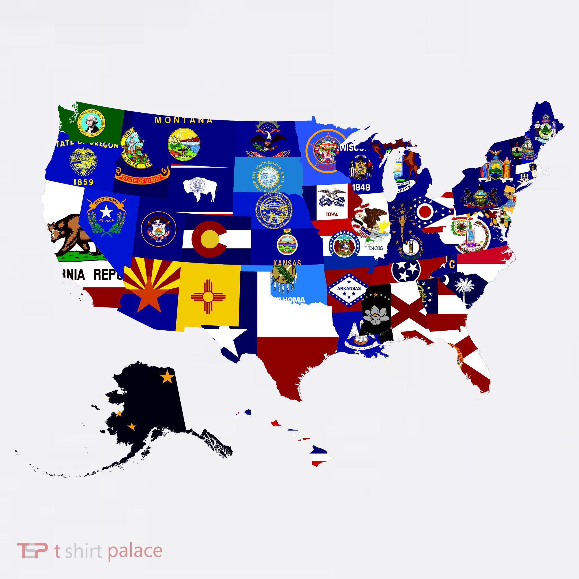 United States Map With Embeded Flags Kids T-Shirt