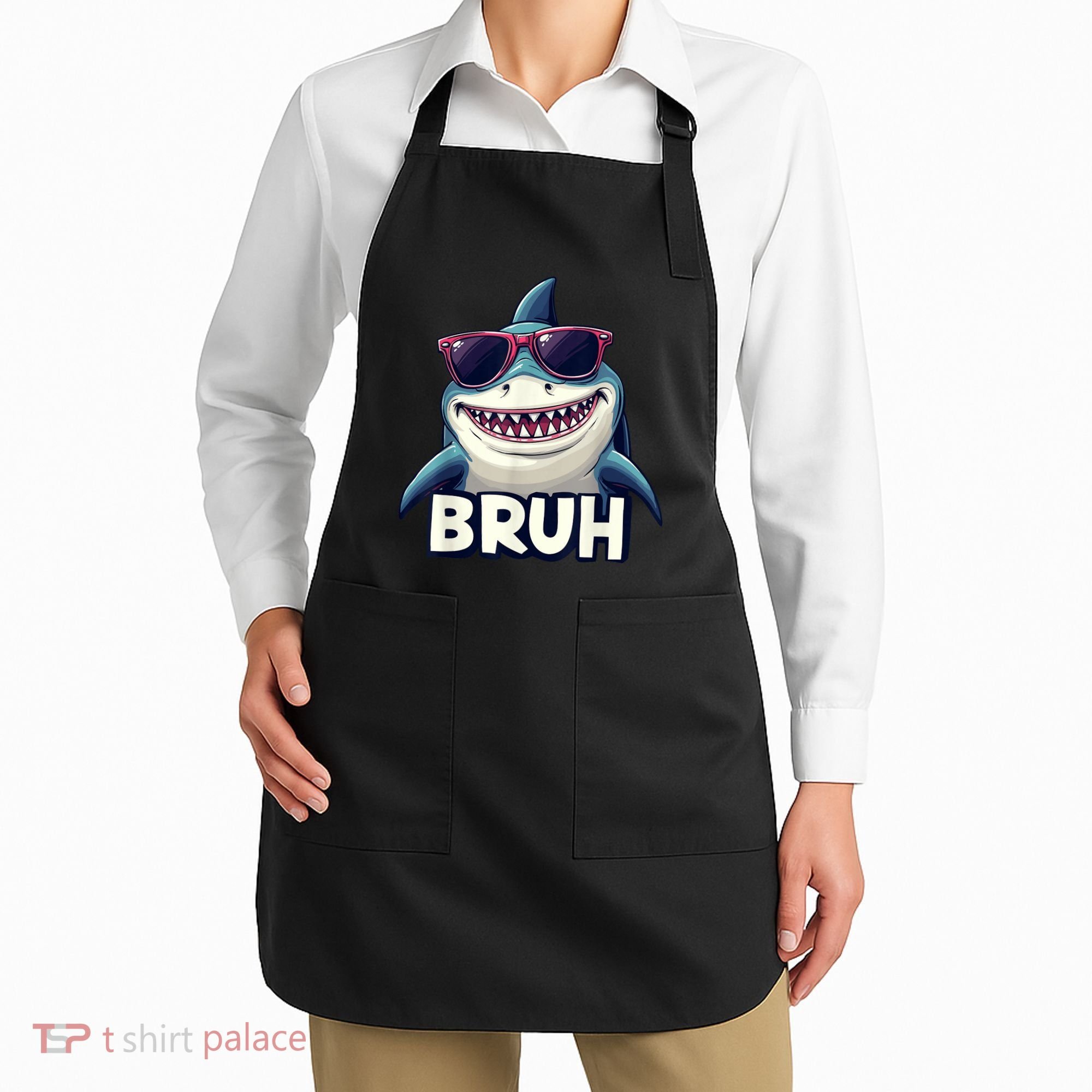 Unny Shark Meme Bruh Teenager Humor Apron