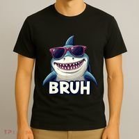 Unny Shark Meme Bruh Teenager Humor T-Shirt thumb 3