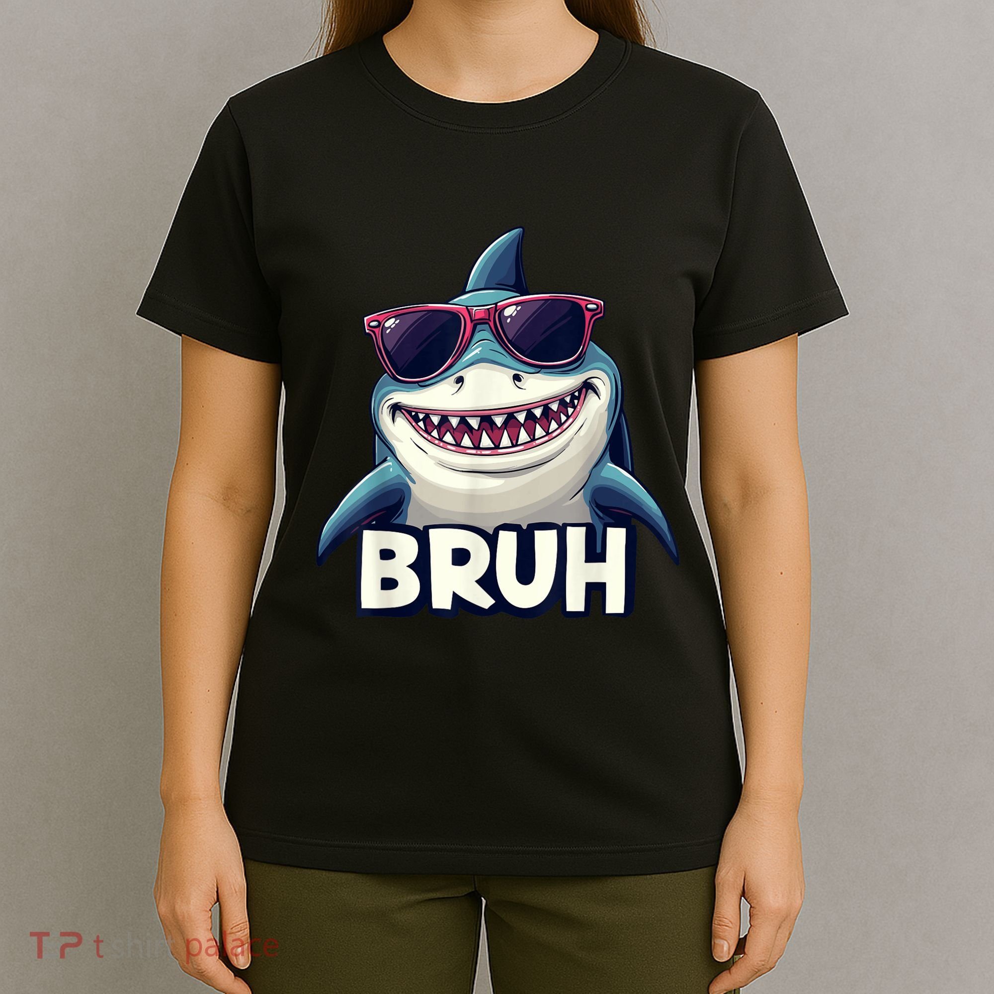 Unny Shark Meme Bruh Teenager Humor T-Shirt