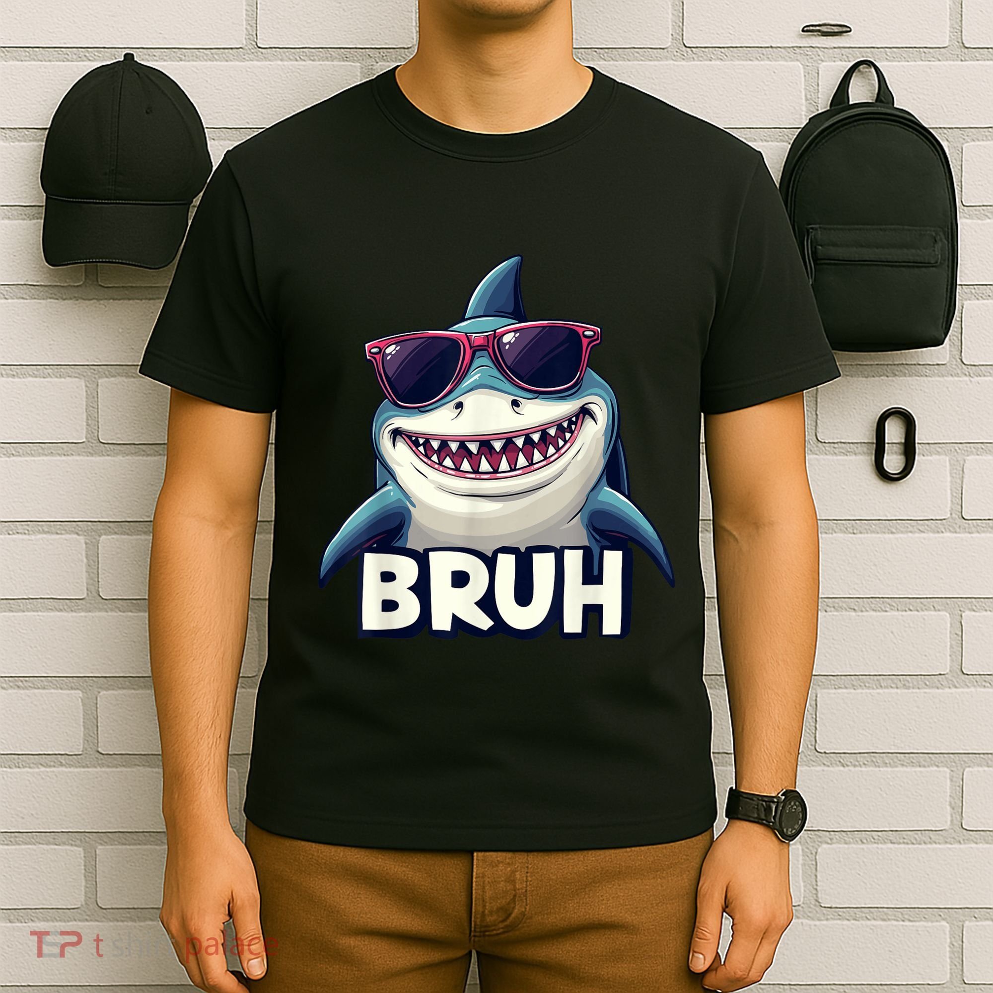 Unny Shark Meme Bruh Teenager Humor T-Shirt
