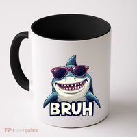 Unny Shark Meme Bruh Teenager Humor Coffee Mug thumb 0