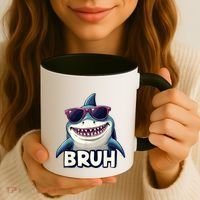 Unny Shark Meme Bruh Teenager Humor Coffee Mug thumb 3