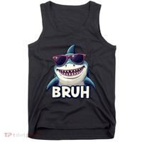 Unny Shark Meme Bruh Teenager Humor Tank Top thumb 0