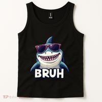Unny Shark Meme Bruh Teenager Humor Tank Top thumb 2