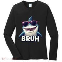 Unny Shark Meme Bruh Teenager Humor Women's Long Sleeve Shirt thumb 0