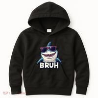 Unny Shark Meme Bruh Teenager Humor Kids Hoodie thumb 0