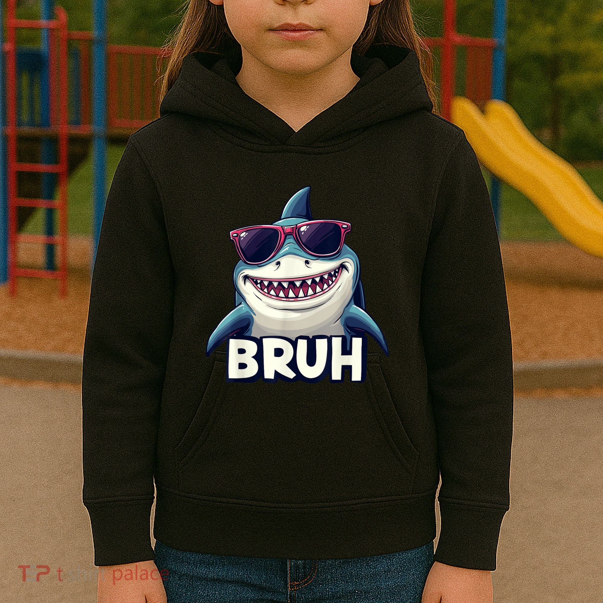 Unny Shark Meme Bruh Teenager Humor Kids Hoodie