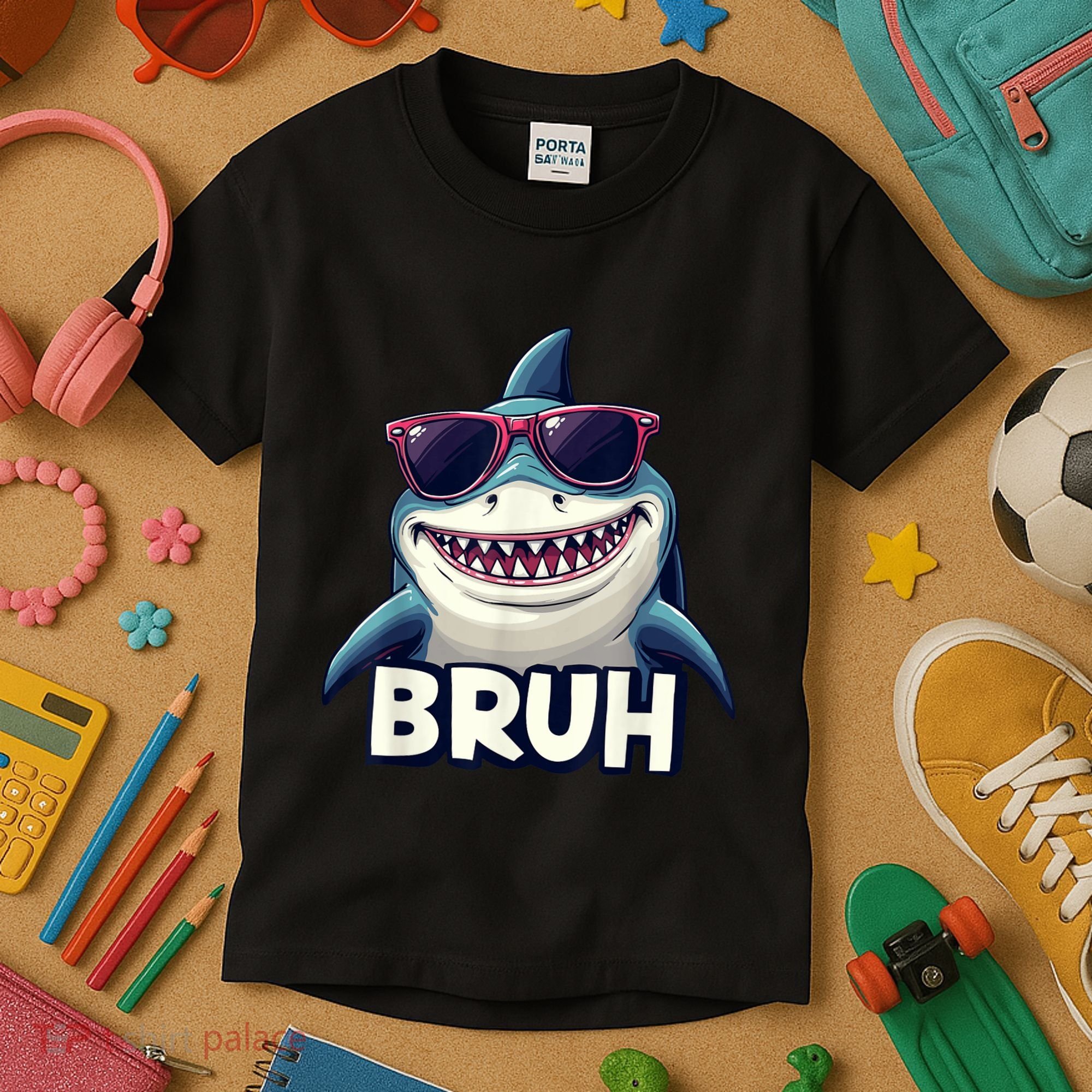 Unny Shark Meme Bruh Teenager Humor Kids T-Shirt