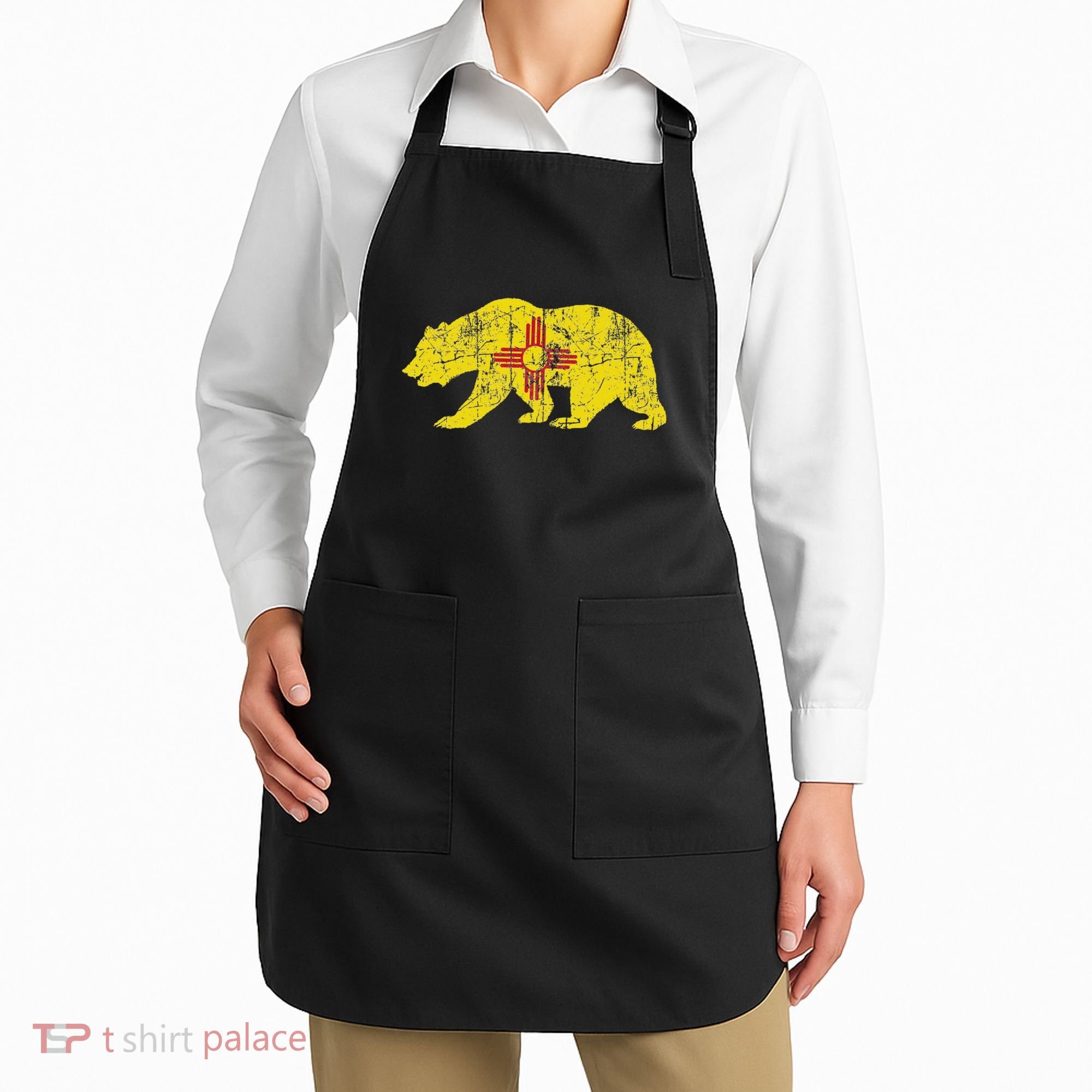 Usa State New Mexico Flag Bear Red Zia Sun Symbol Apron